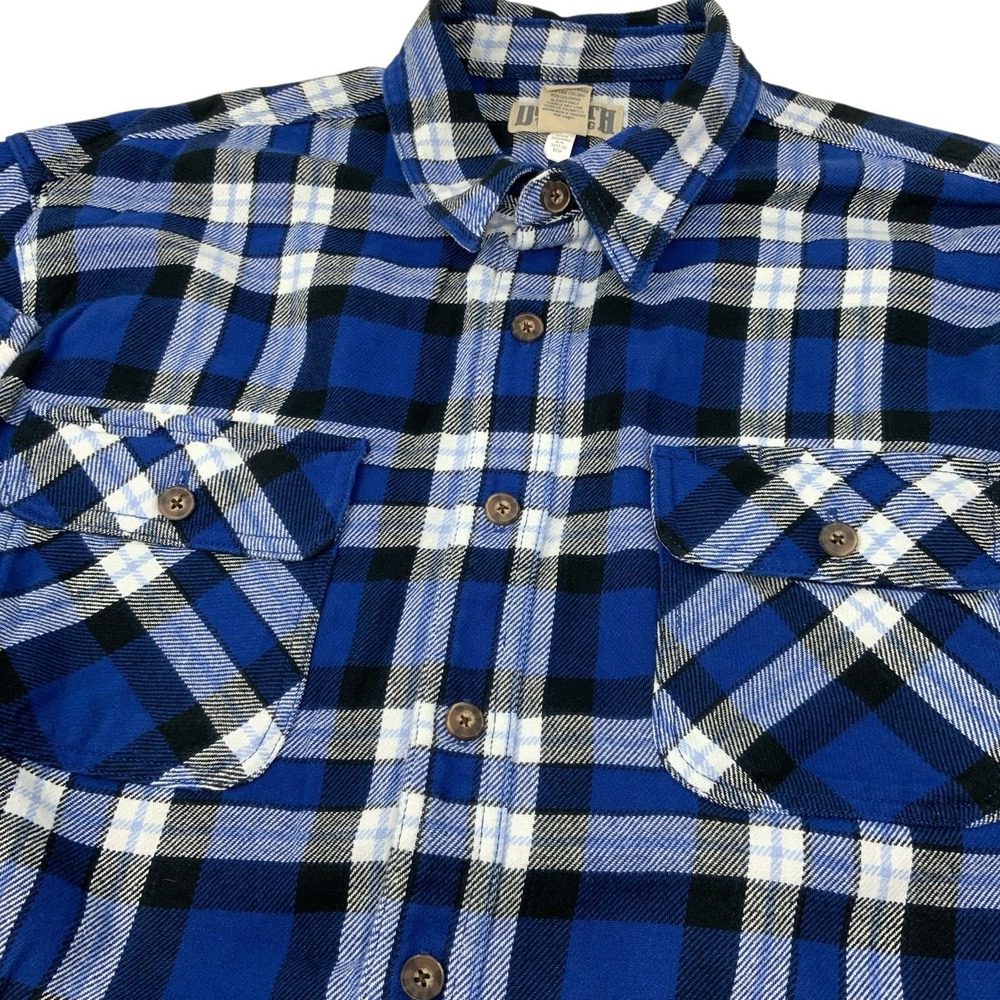 Duluth Trading Mens XL Tall Burlyweight Flannel Shirt Button Up Thick Heavy Blue - Picture 4 of 10